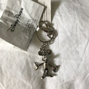 Silver Mickey Mouse moveable parts fob key ring